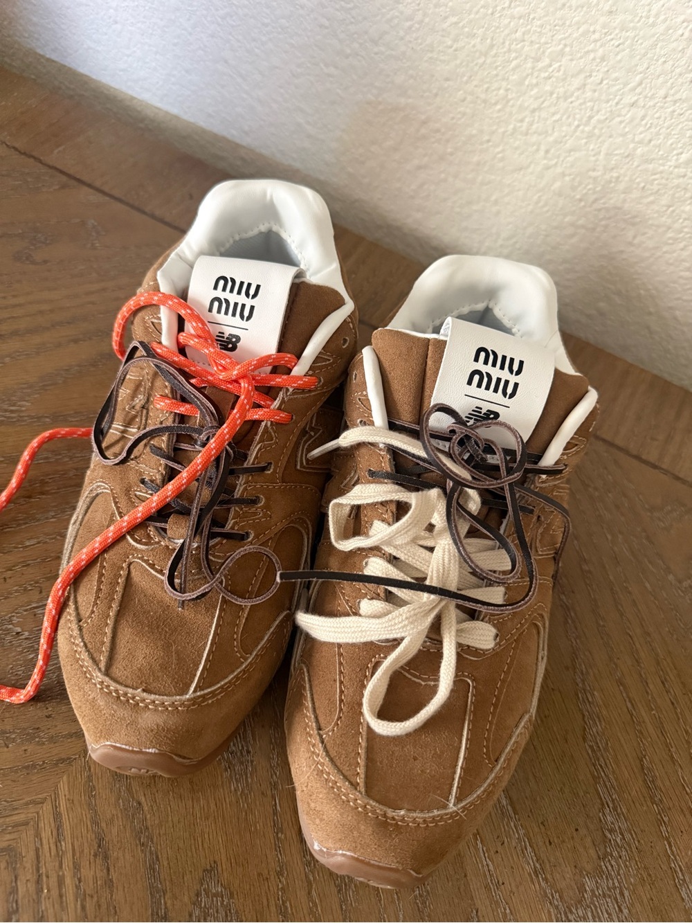 Miu Miu women Brown Suede Lace-Up Sneakers
